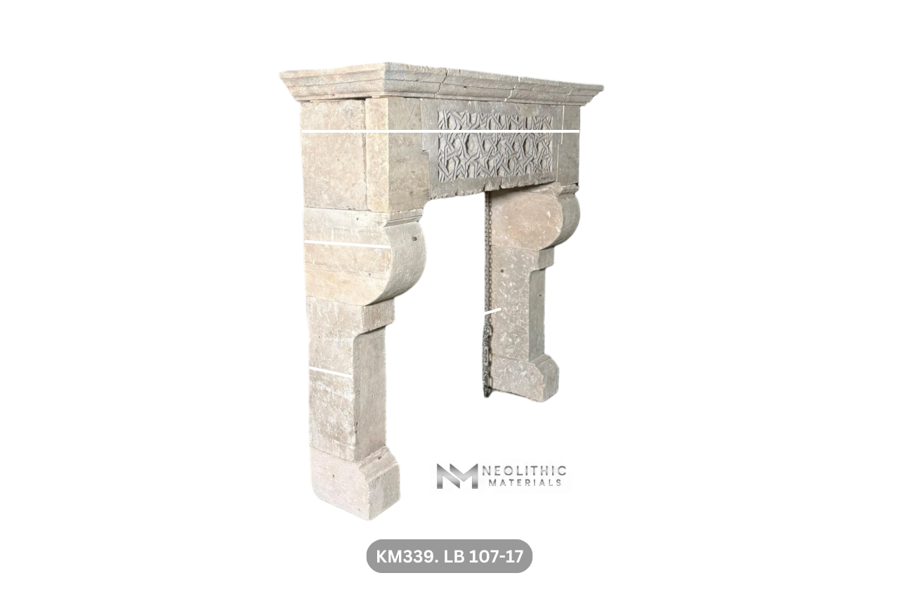 Reclaimed Limestone Fireplace - Image 8
